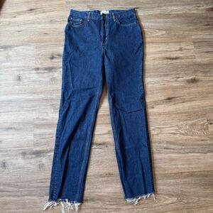 La Ligne Jeans Straight Leg Cotton Raw Hem | Dark Wash | Size 28 Inseam 30"